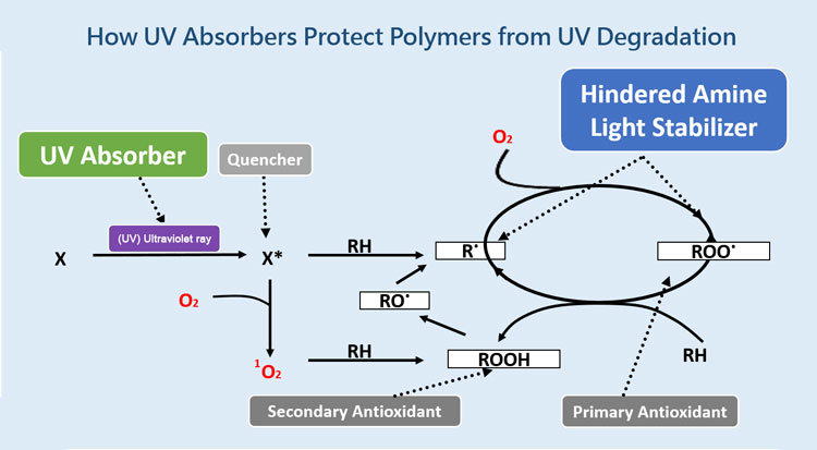 UV 광 흡수제가 폴리머를 보호하는 방법